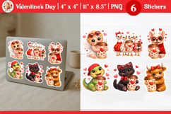 Valentine’s Day Cute Animals with coffee stickers Product Image 1
