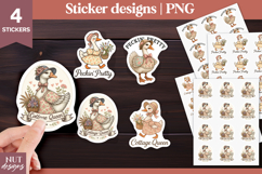 Cute Goose girl stickers, Farm animals goose, Cottage Queen Product Image 1