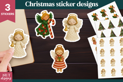 Cute Christmas stickers Crochet Christmas Angel Sticker Product Image 1