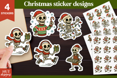 Cute Christmas stickers Funny Christmas Skeleton Stickers Product Image 1