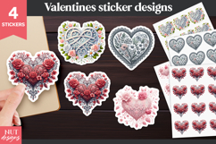 Romantic Valentine stickers, Lace Floral Heart Stickers Product Image 1