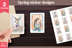 Gentle Spring stickers, Floral Deer Hedgehog, spring quote Product Image 1