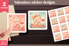 Kissing animals Valentine Stickers Stamp Stickers Cat Bear Product Image 1