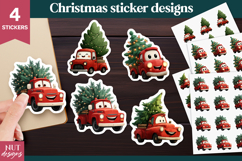 Christmas stickers png Vintage Red Christmas Truck stickers Product Image 1