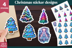 Christmas sticker Iridescent Christmas Tree Stickers Product Image 1
