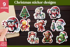 Knitted Christmas stickers Crochet Animal Christmas Stickers Product Image 1