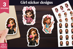 Cool Girl Sticker Glamour Rock girl sticker printable Product Image 1