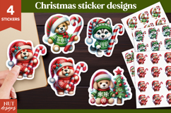 Christmas stickers printable Cute Christmas Dog Sticker Product Image 1