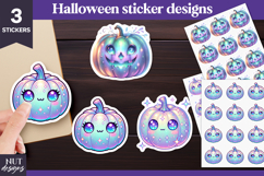 Vibrant Halloween stickers Iridescent Holographic pumpkin Product Image 1