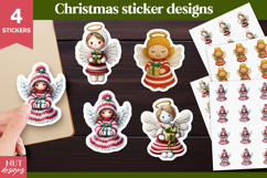 Cute Christmas stickers Crochet Christmas Angel Sticker Product Image 1