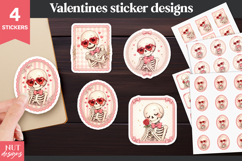 Coquette Valentine stickers Pink Valentine Skeleton Stickers Product Image 1