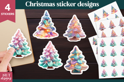 Christmas sticker Iridescent Glossy Christmas Tree Stickers Product Image 1