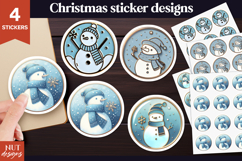 Winter stickers printable Blue Enamel Snowman Sticker Product Image 1