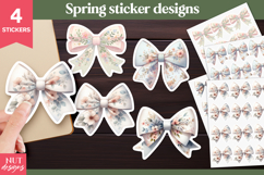 Spring Bow sticker, Coquette Bows Stickers, Floral Bow Product Image 1