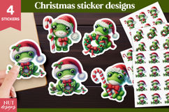 Cute Knit Christmas stickers Crochet Frog Christmas Sticker Product Image 1