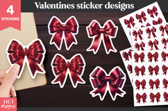 Red Valentine Bow Stickers Coquette Bows Stickers, Wedding Product Image 1