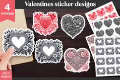 Romantic Valentine stickers, Lace Floral Heart Stickers Product Image 1