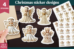 Cute Christmas stickers Crochet Christmas Angel Sticker Product Image 1