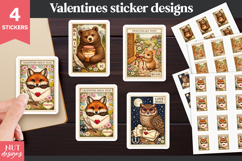 Valentine stickers, Valentine Animal Stamp Stickers Product Image 1