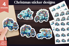 Christmas stickers png Vintage Christmas Truck stickers Product Image 1