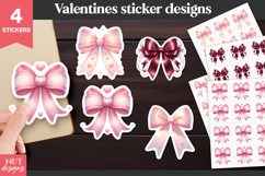 Pink Valentine Bow Sticker Coquette Bows Stickers, Wedding Product Image 1