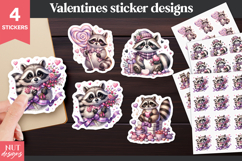 Valentine stickers, Valentine Romantic Raccoon Sticker Product Image 1