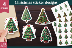 Cute Christmas stickers Crochet Christmas Tree Sticker Product Image 1