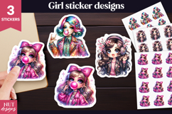 Cool Girl Sticker Glamour Rock girl sticker printable Product Image 1