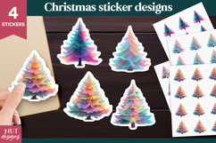 Christmas sticker Iridescent pine tree stickers printable Product Image 1