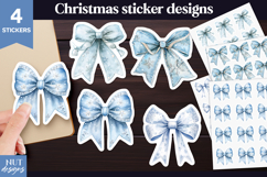 Festive Winter stickers printable Winter Blue Bow Stickers Product Image 1
