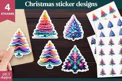 Christmas sticker Iridescent Neon Christmas Tree Stickers Product Image 1