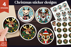 Christmas stickers printable Reindeer Enamel Pin Sticker Product Image 1