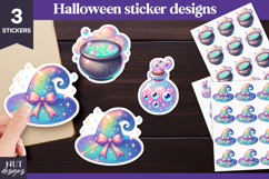 Witchy Halloween stickers Iridescent Holographic Cauldron Product Image 1