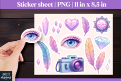 Eye, Whimsy ,Feathers, Gems, Camera Aesthetic Stickers Product Image 1