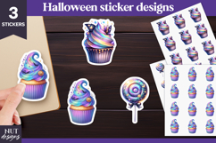 Vibrant Halloween stickers Iridescent Holographic cake png Product Image 1