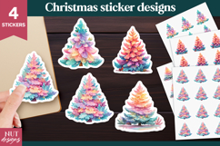 Christmas sticker Watercolor Rainbow Tree Stickers Product Image 1