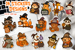 Funny Halloween Witch Animal Stickers | Fall Printable Product Image 1