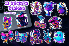 Halloween Stickers Printable | Spooky Neon Clipart Product Image 1