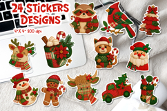 Patchwork Christmas Stickers Bundle | Cute Sticker Printable Product Image 1