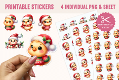 Christmas Chick Stickers 4 PNGs Product Image 1