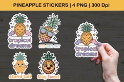 Cute Pineapple Stickers | Tropical Pineapple PNG Art Product Image 1