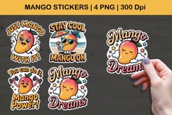 Cute Mango Stickers | Fun Mango PNG Illustrations Product Image 1