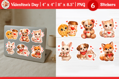 Valentine’s Day Cute Animals with coffee stickers Product Image 1