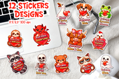 Funny Valentine Animal Stickers | Sarcastic Love Quotes PNG Product Image 1