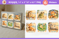 Printable Cute Summer Animal Stickers Product Image 1