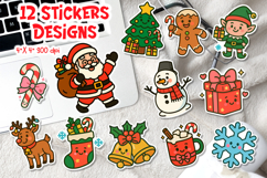 Cute Christmas Stickers PNG | Printable Festive Designs Product Image 1