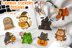 Cute Halloween Animal Stickers Bundle | 59 Funny Designs PNG Product Image 6