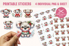 Christmas Koala Printable Stickers Product Image 1