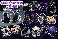Gothic Halloween Sticker Sheet | Purple Black Clipart Product Image 1