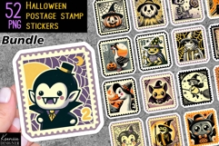 Vintage Halloween Postage Stamp Stickers Bundle Product Image 1
